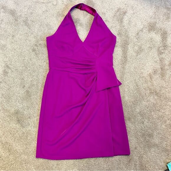 Bianca Nygard bright purple pleated ruched halter dress Sz 10 NWOT - Picture 4 of 12